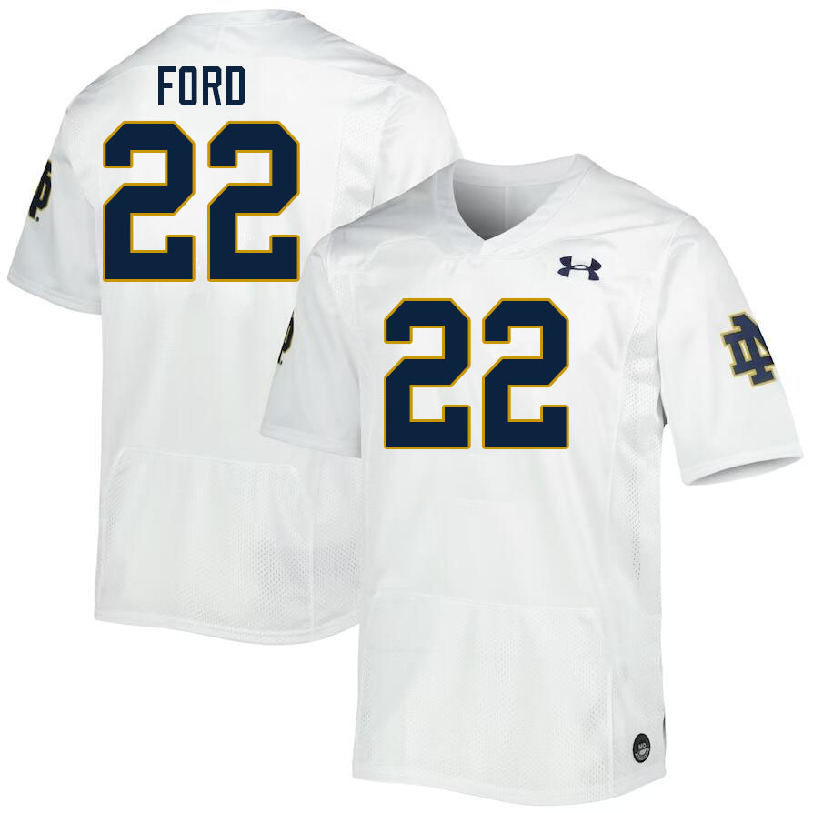 Men #22 Devyn Ford Notre Dame Fighting Irish College Football Jerseys Stitched Sale-White - Click Image to Close